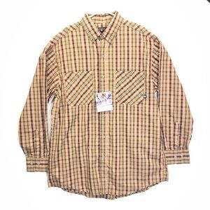 NWT Coleman Outdoor Mens Long Sleeve Button Down Shirt‎ L Brown Plaid Camping